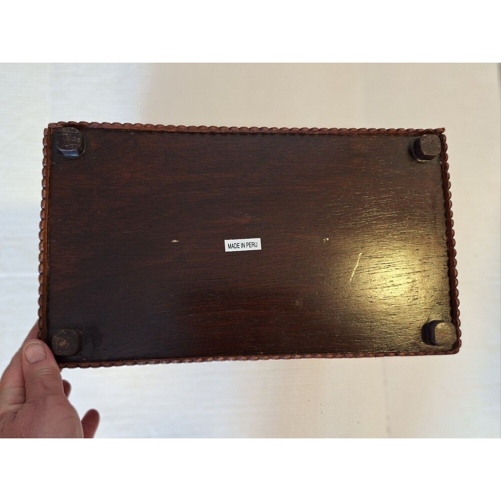 Leather Magazine Vinyl Album Rack Hand Tooled Peru South America Inca Design - Picture 3 of 10